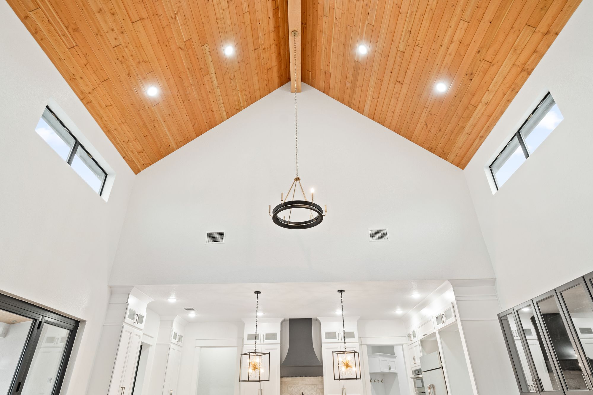 Vault ceiling detail with sculptural pendants